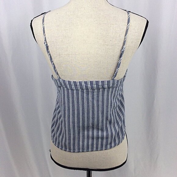 Garage Cami Crop Tank Top Womens Size Medium Striped Button Down Skater Beach - Picture 3 of 6